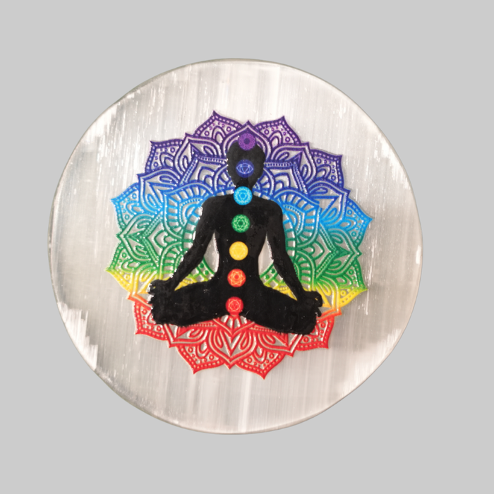 7 Chakra Meditation Selenite Charging Plate