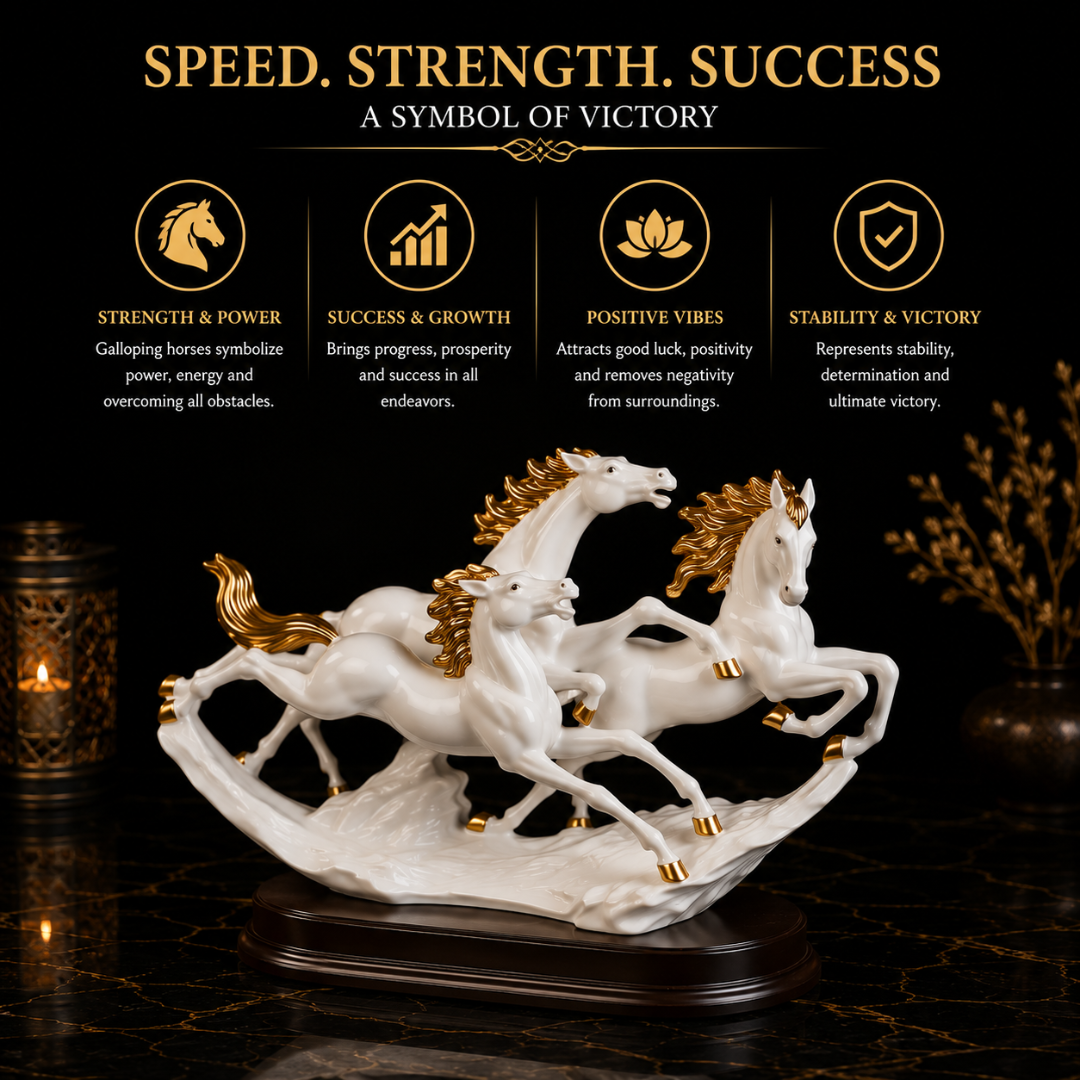 Benefits of Elegant Trio of White Running Horses Showpiece