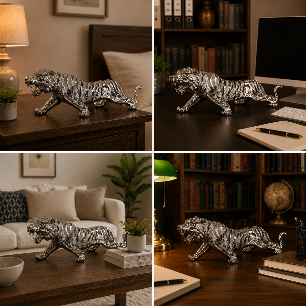 Best Place for Radiant Silver-Tone Roaring Tiger Figurine