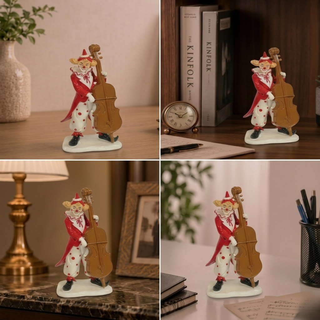 Best Place for Whimsical Double Bass Player Clown Figurine