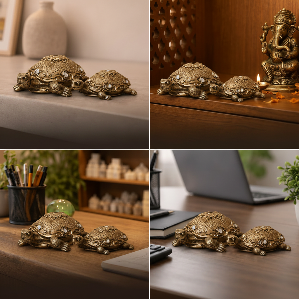 Best place for Antique Gold Finish Gem-Studded Metal Tortoise Pair