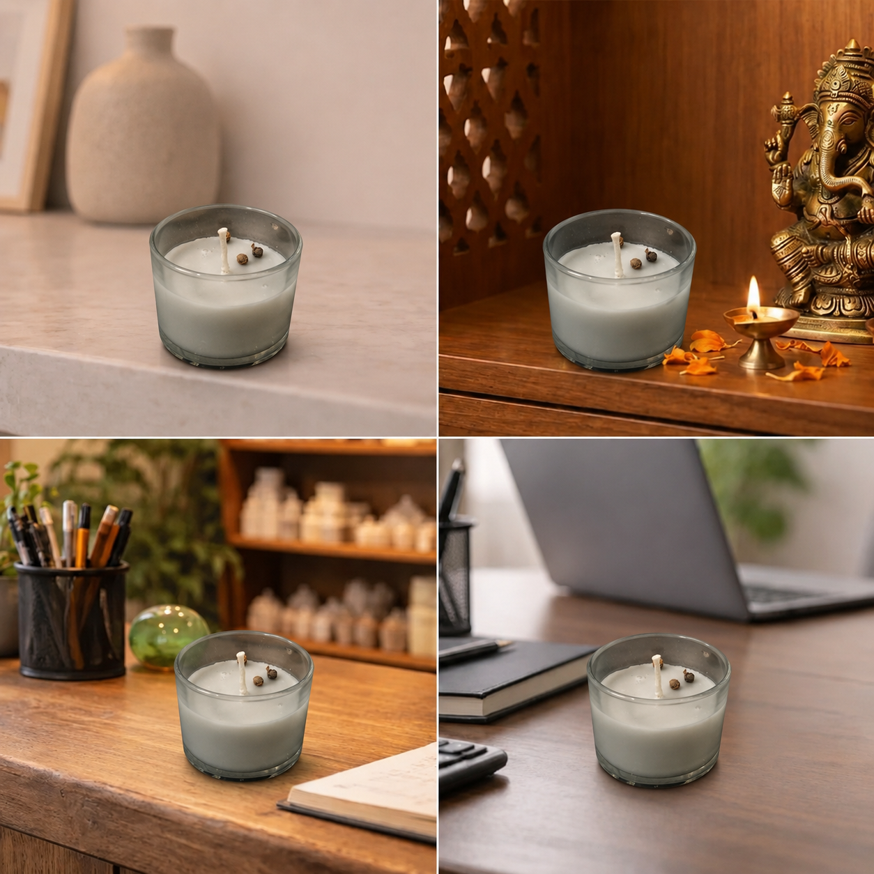 Best place for Black Pepper Infused Light-Grey Protection & Saturn Energy Vastu Candle