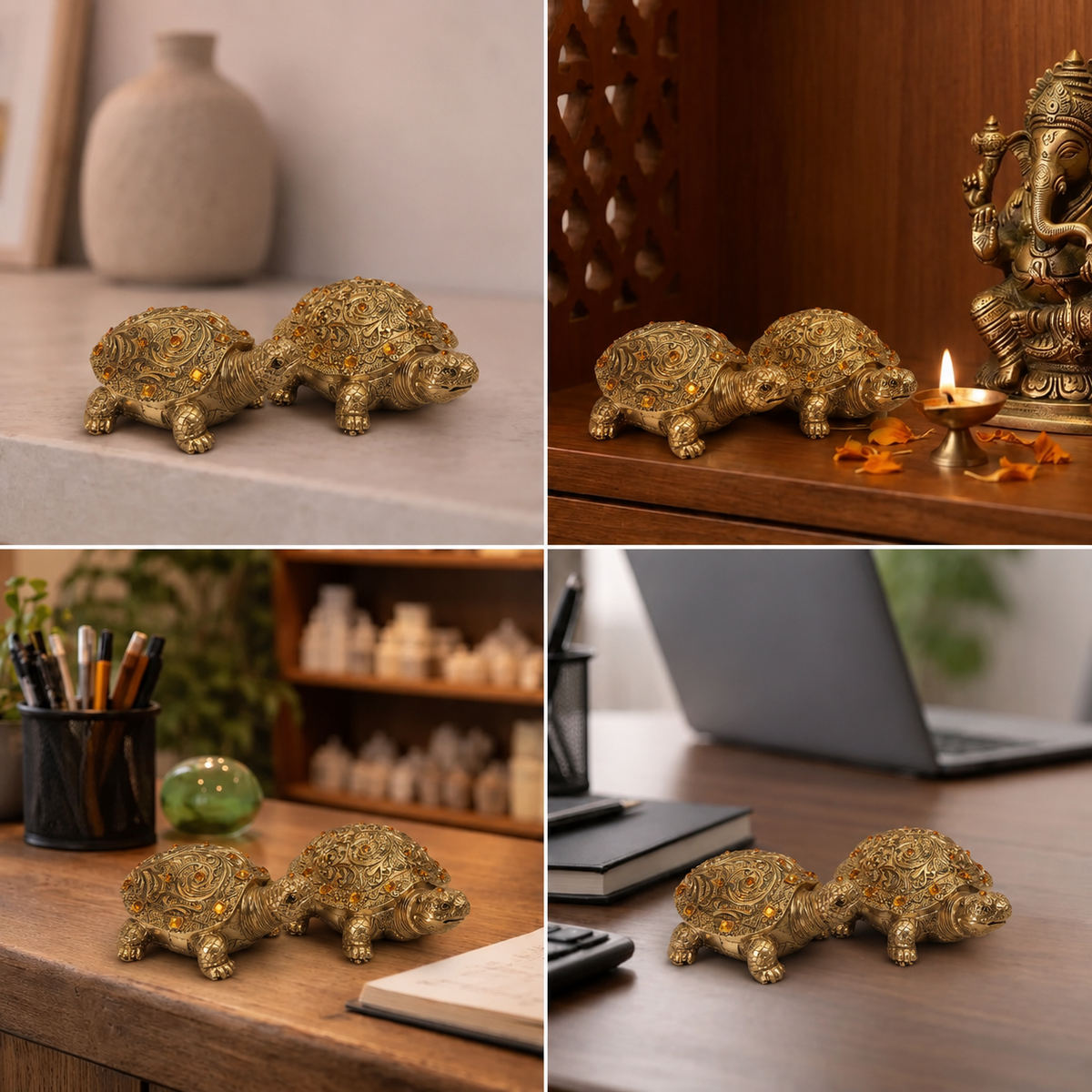 Best place for Golden Embossed Metal Tortoise Pair