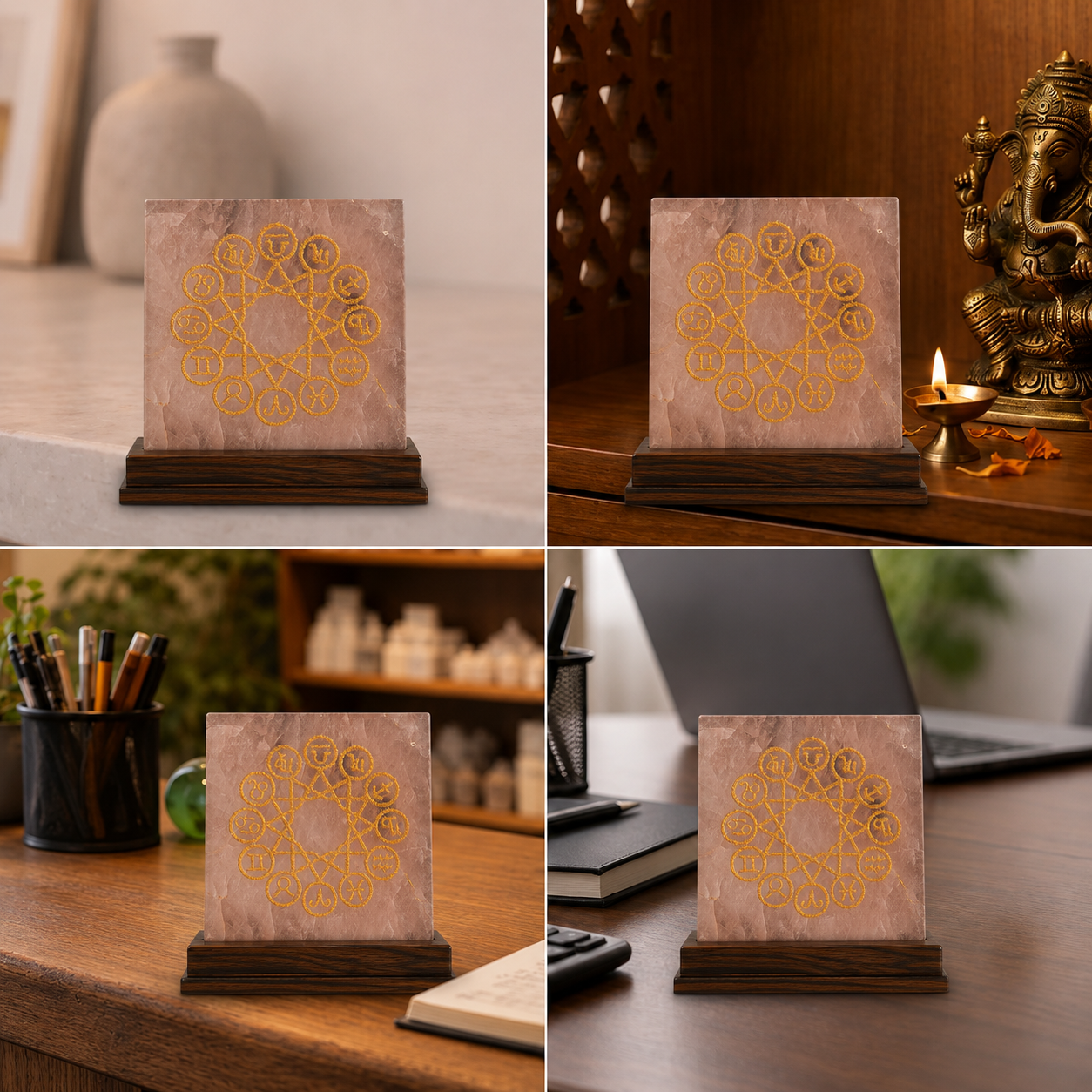 Best place for Golden Zodiac Wheel Engraved Rose Quartz Square Charging Plate
