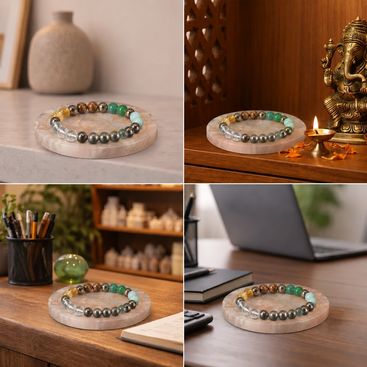 Best place for Kubera Wealth & Prosperity Multi-Gemstone Pyrite Synergy Vastu Bracelet