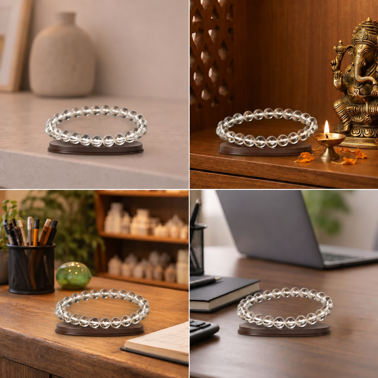Best place for Natural Clear Quartz Energy Bracelet for Mind Clarity, Positivity & Venus Alignment