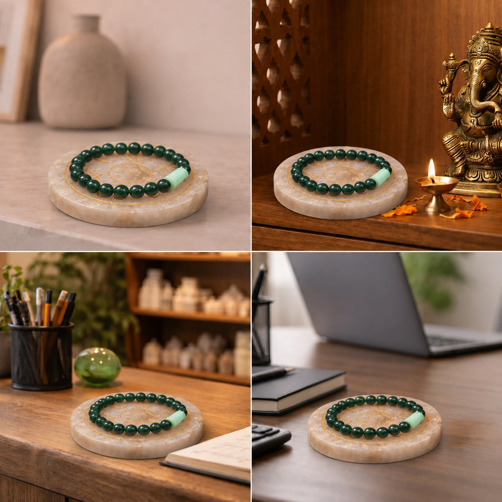 Best place for Natural Deep Green Aventurine & Light Green Jade Barrel Energy Bracelet