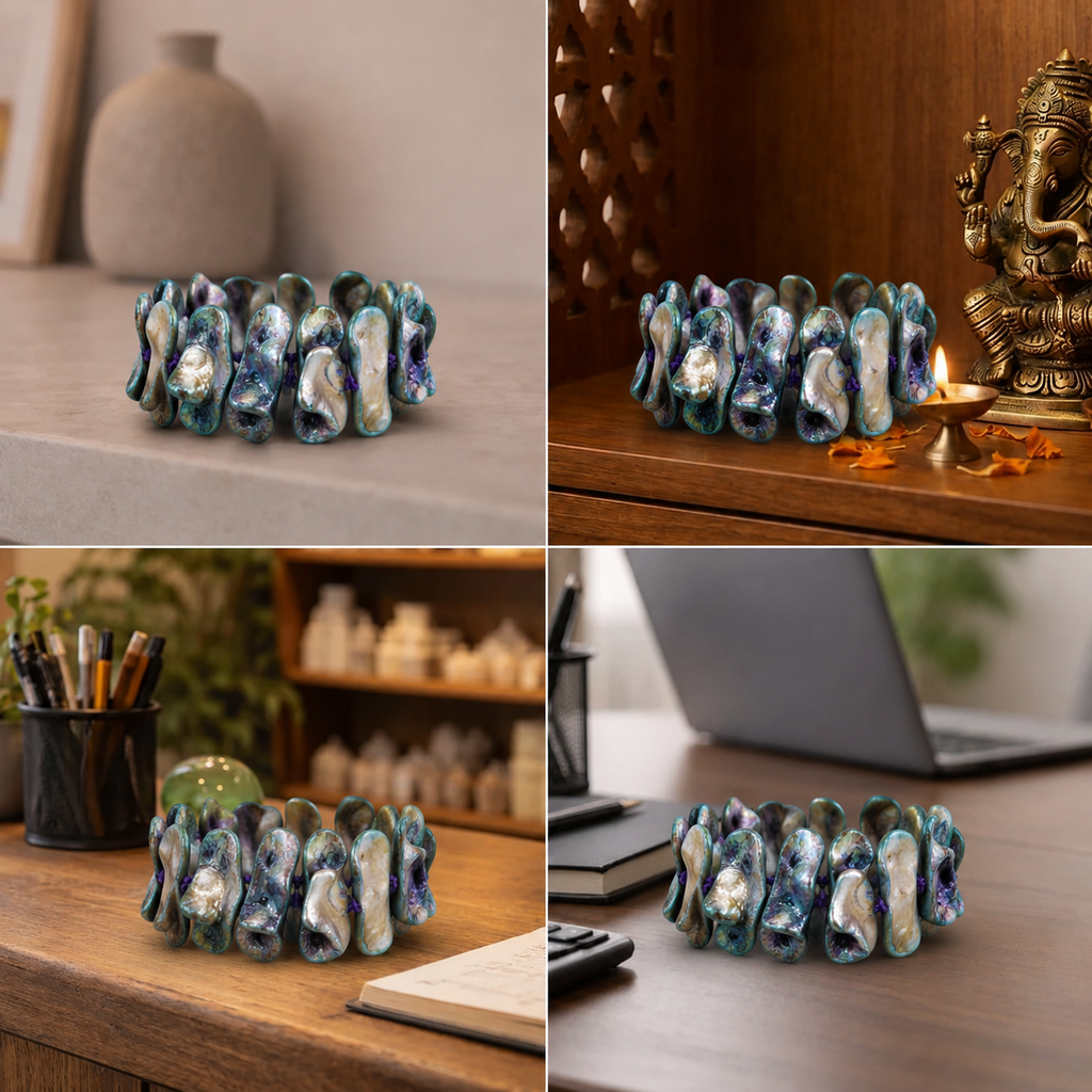Best place for Natural Iridescent Abalone Shell Chunk Statement Bracelet for Intuition, Emotional Balance & Moon-Venus Alignment