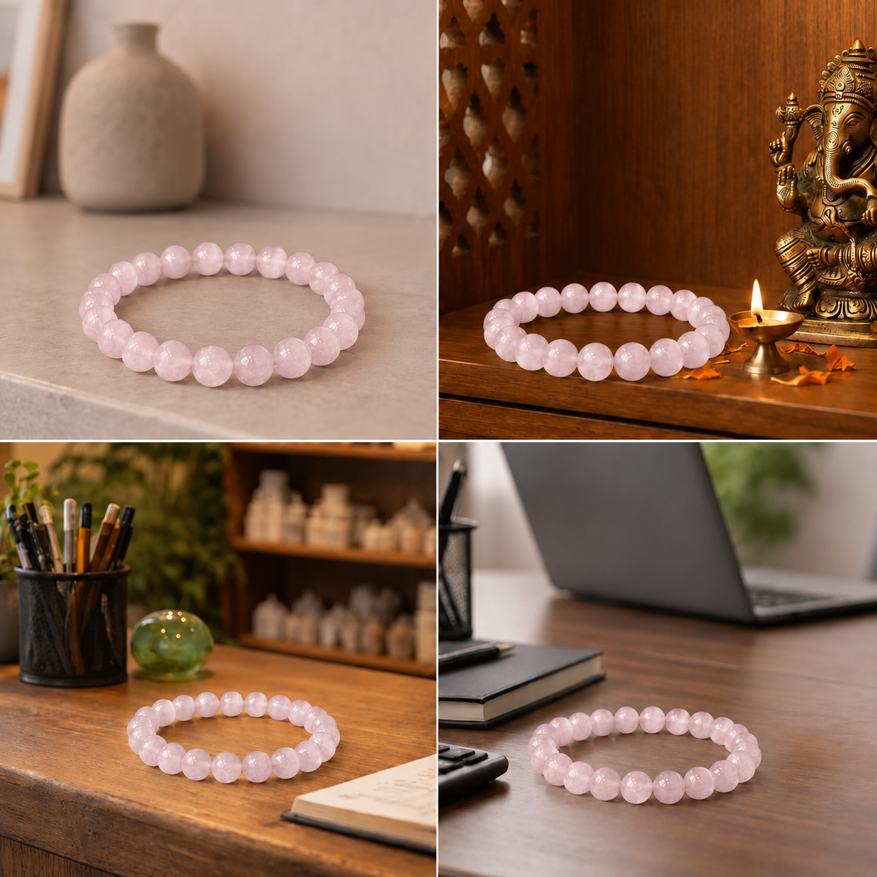 Best place for Natural Rose Quartz & Pink Cat’s Eye Bracelet for Love, Peace & Harmony