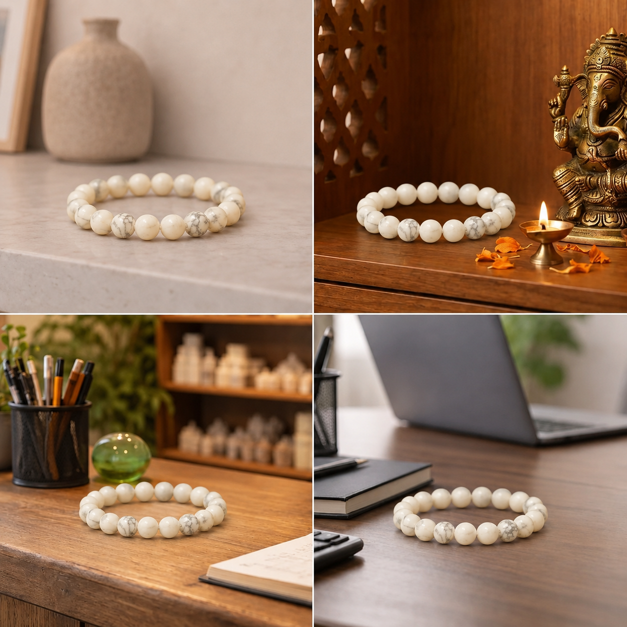 Best place for Natural White Howlite Energy Bracelet for Peace, Stress Relief & Moon Alignment