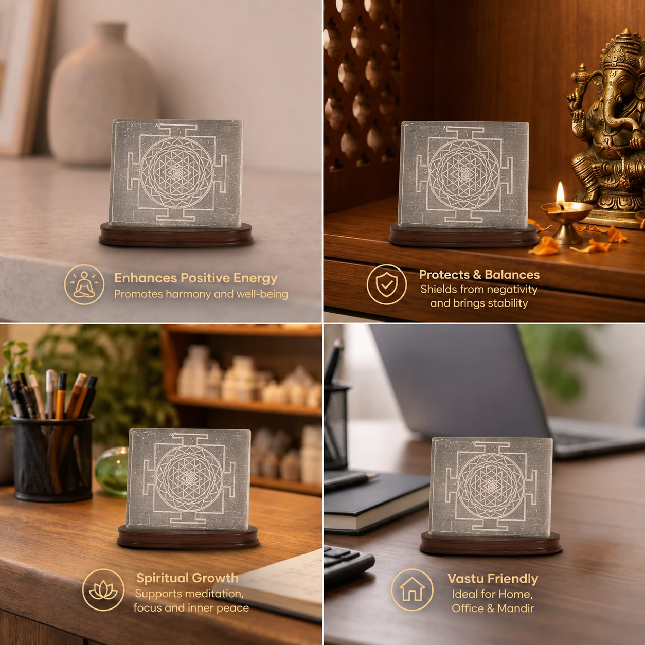 Best place for Sacred Shree Yantra Engraved Square Selenite Charging Plate