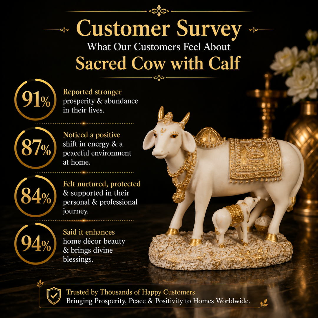 Customer Survey of Kamdhenu Cow with Calf Statue