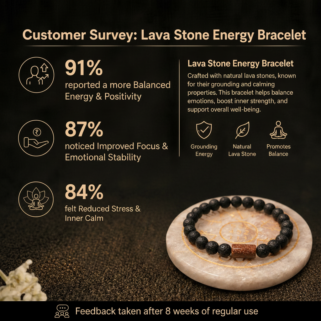 Customer survey of Natural Black Lava Stone & Brown Sunstone Barrel Energy Bracelet
