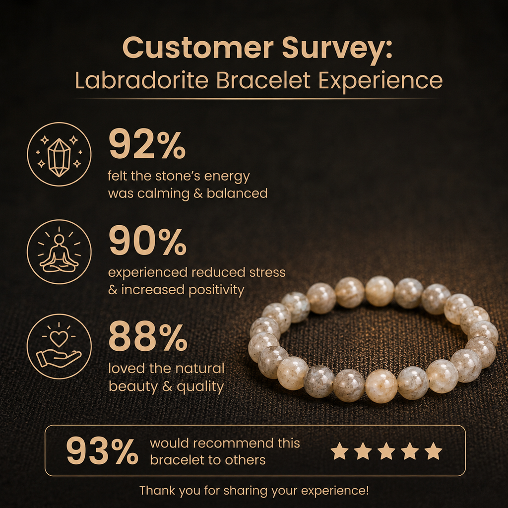 Customer survey of Natural Grey Labradorite Energy Bracelet for Intuition, Aura Protection & Rahu-Ketu Alignment