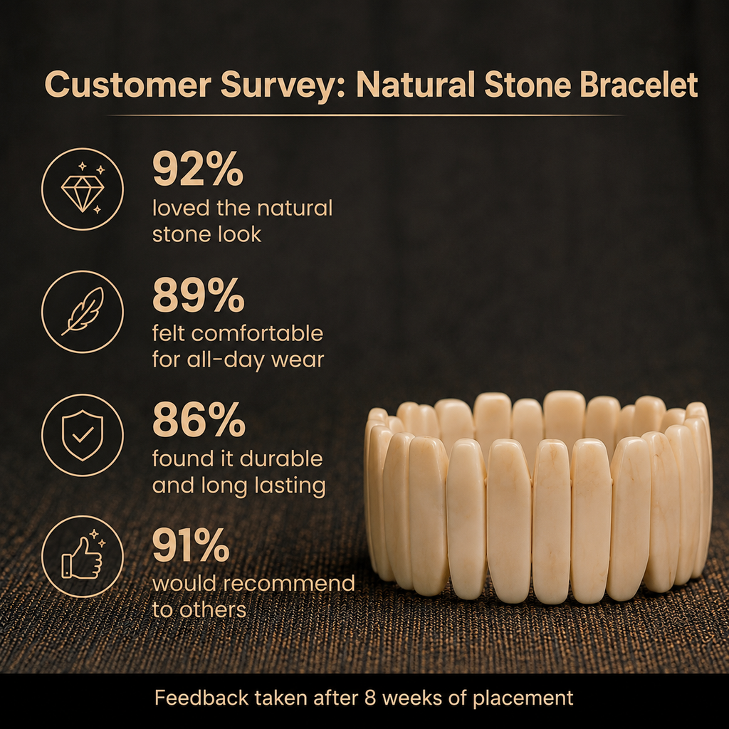 Customer survey of Natural Mother of Pearl Slab Cuff Bracelet for Emotional Calm, Prosperity & Moon Alignment