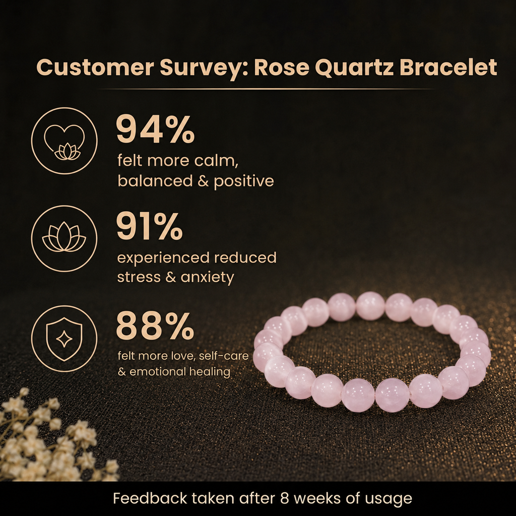 Customer survey of Natural Rose Quartz & Pink Cat’s Eye Bracelet for Love, Peace & Harmony
