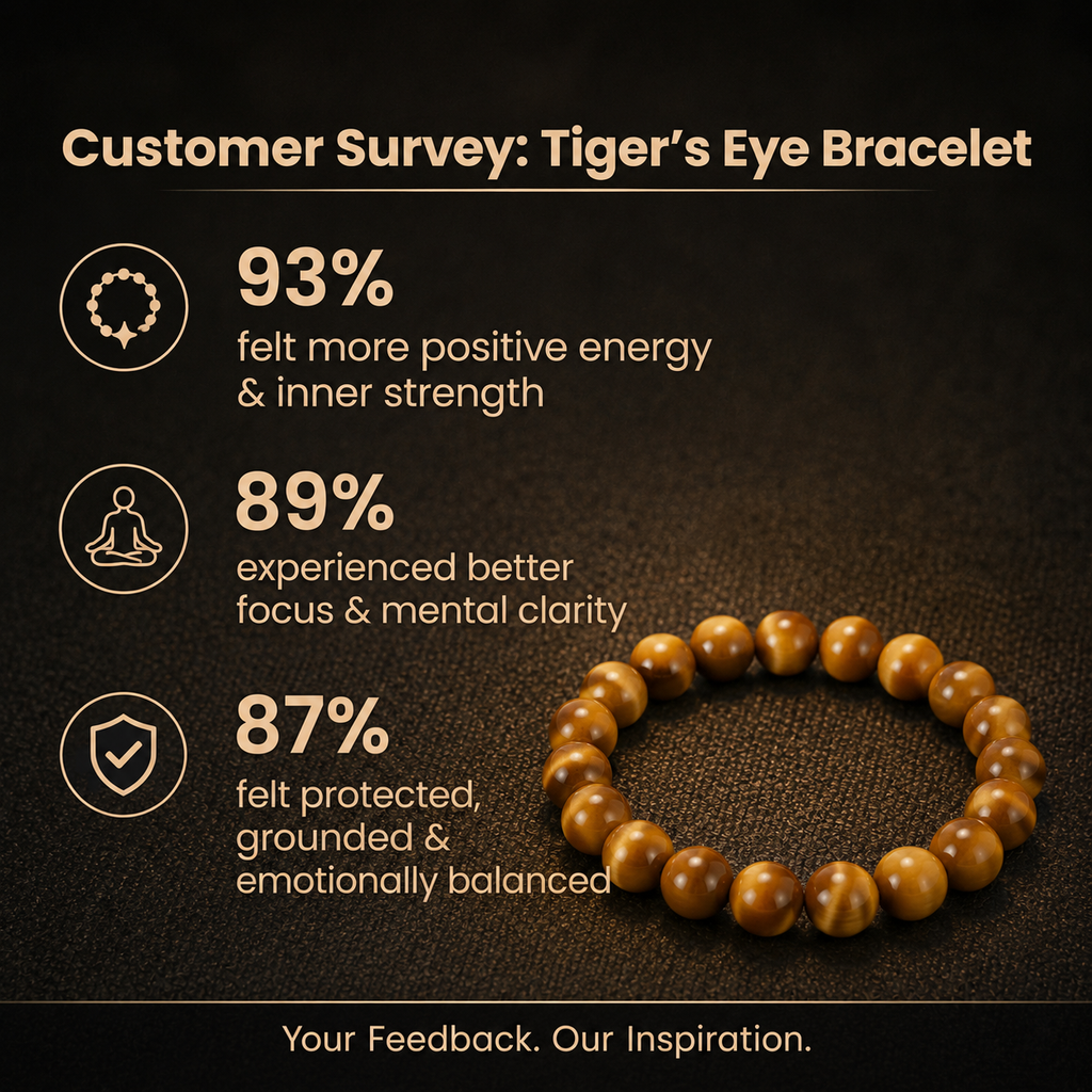 Customer survey of Natural Yellow Tiger Eye & Cats Eye Energy Bracelet for Focus, Confidence & Sun Energy