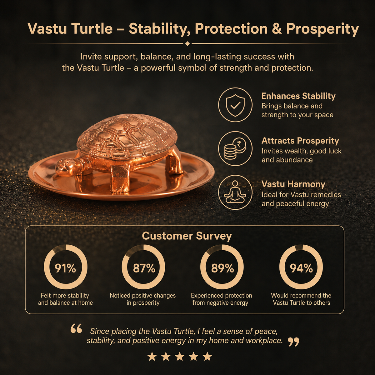 Customer survey of Pure Copper Tortoise with Plate Set