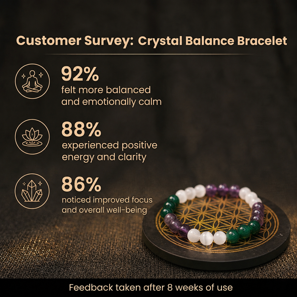 Customer survey of Tri-Energy Chakra Balancing Amethyst, Selenite & Green Jade Vastu Bracelet