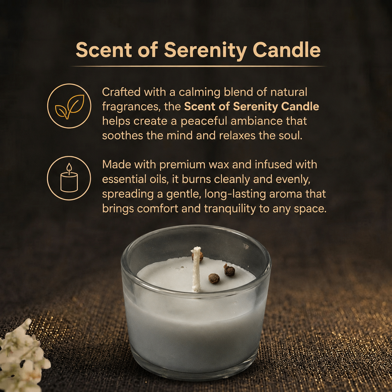Details of the Black Pepper Infused Light-Grey Protection & Saturn Energy Vastu Candle