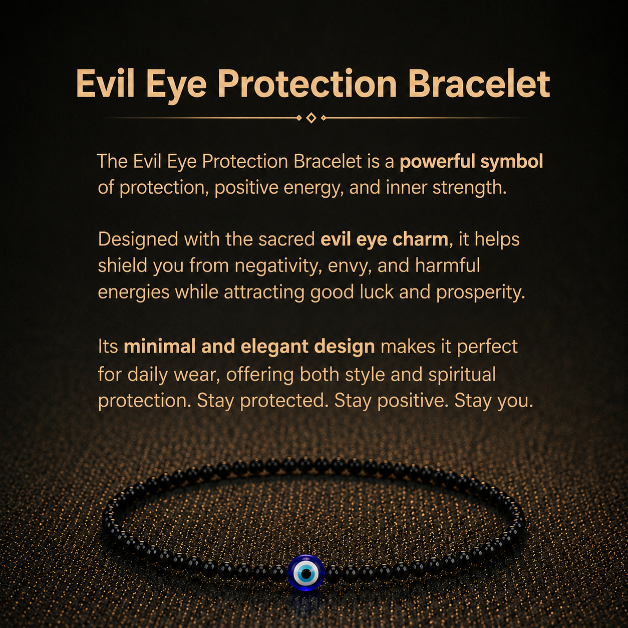 Details of the Black Spinel & Evil Eye Protection Anklet for Saturn (Shani) & Rahu Alignment