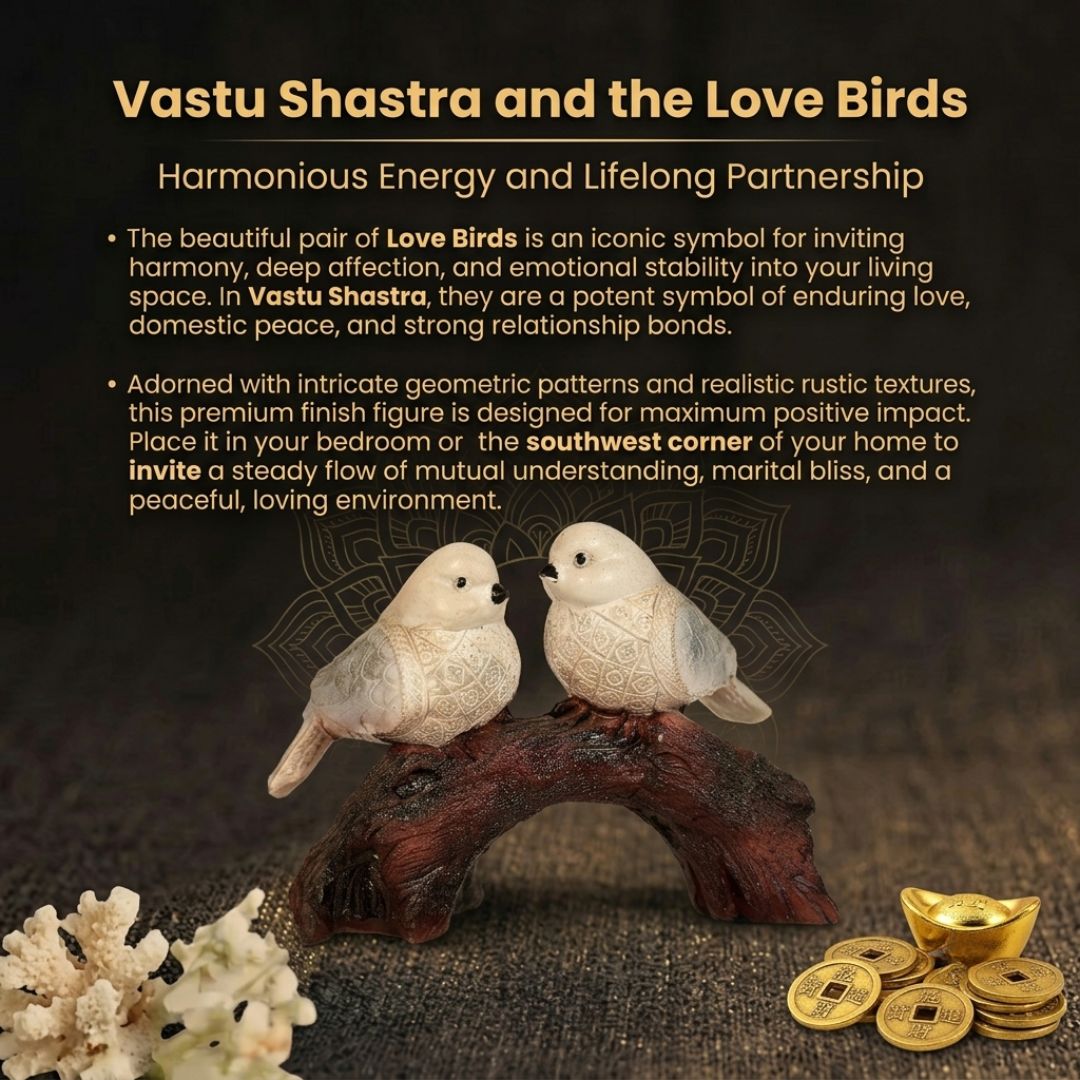 Details of the Charming Lovebirds on Branch Figurine