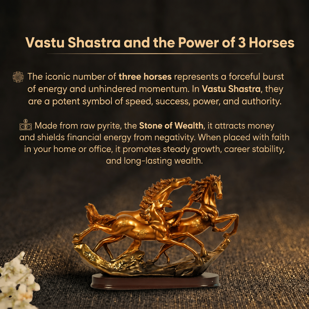 Details of the Dynamic Trio of Running Horses Showpiece