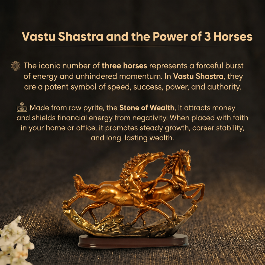 Details of the Dynamic Trio of Running Horses Showpiece