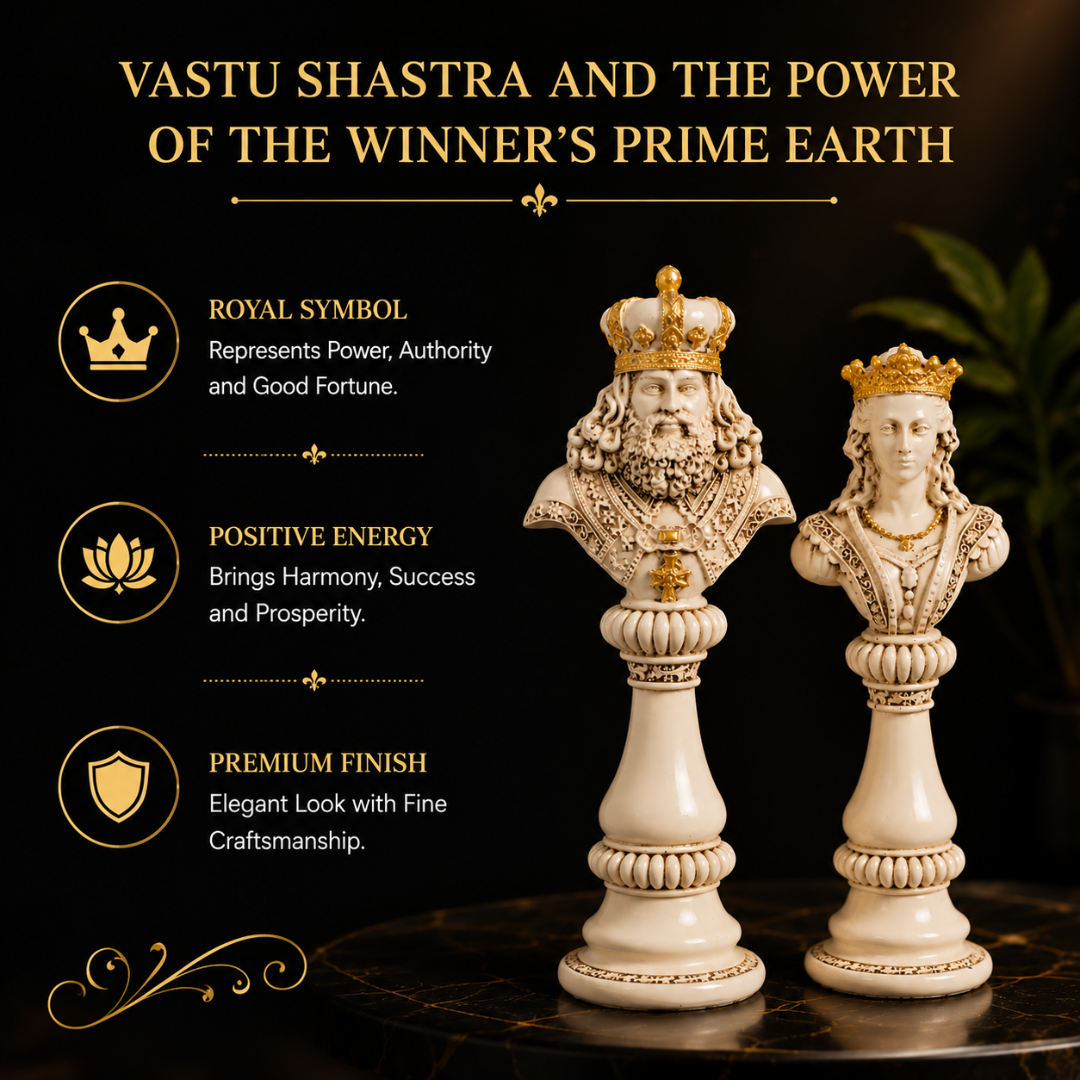 Details of the Elegant King & Queen Bust Showpiece Set