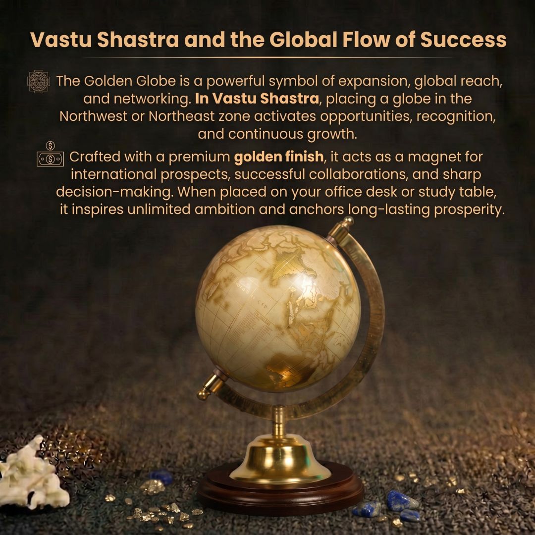 Details of the Elegant Metallic Gold Decorative Desktop Globe