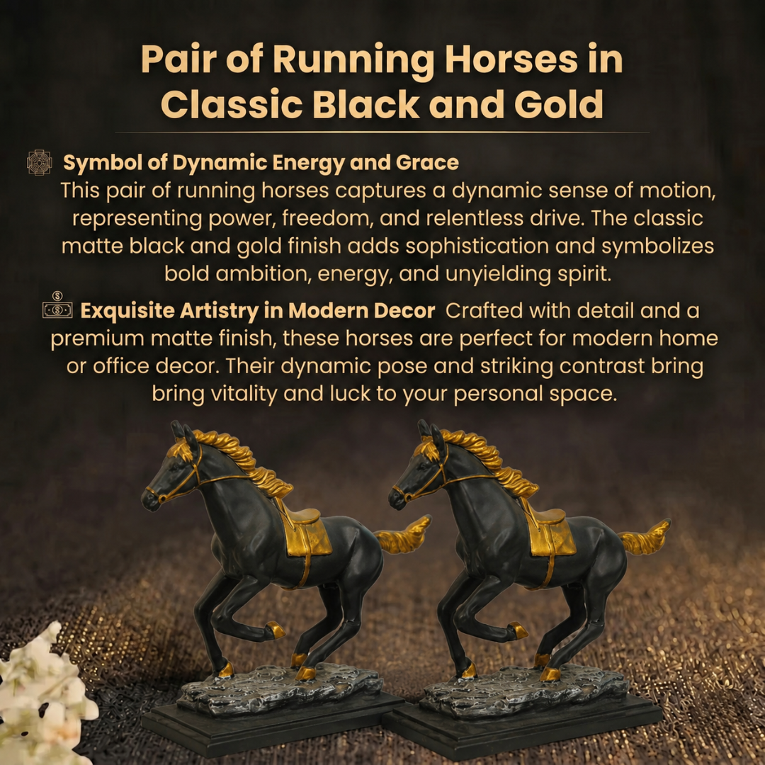 Details of the Elegant Pair of Running Horses Showpiece