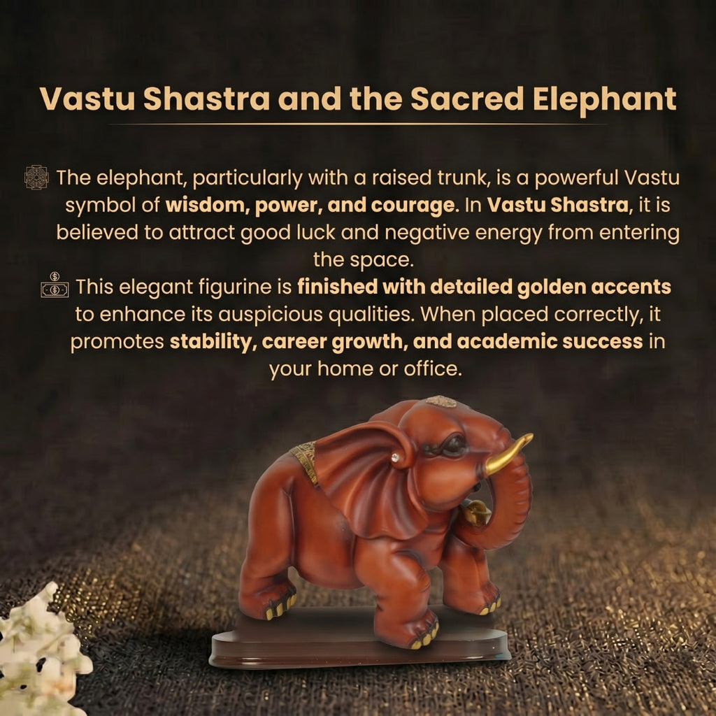 Details of the Elegant Red Elephant with Golden Tusks