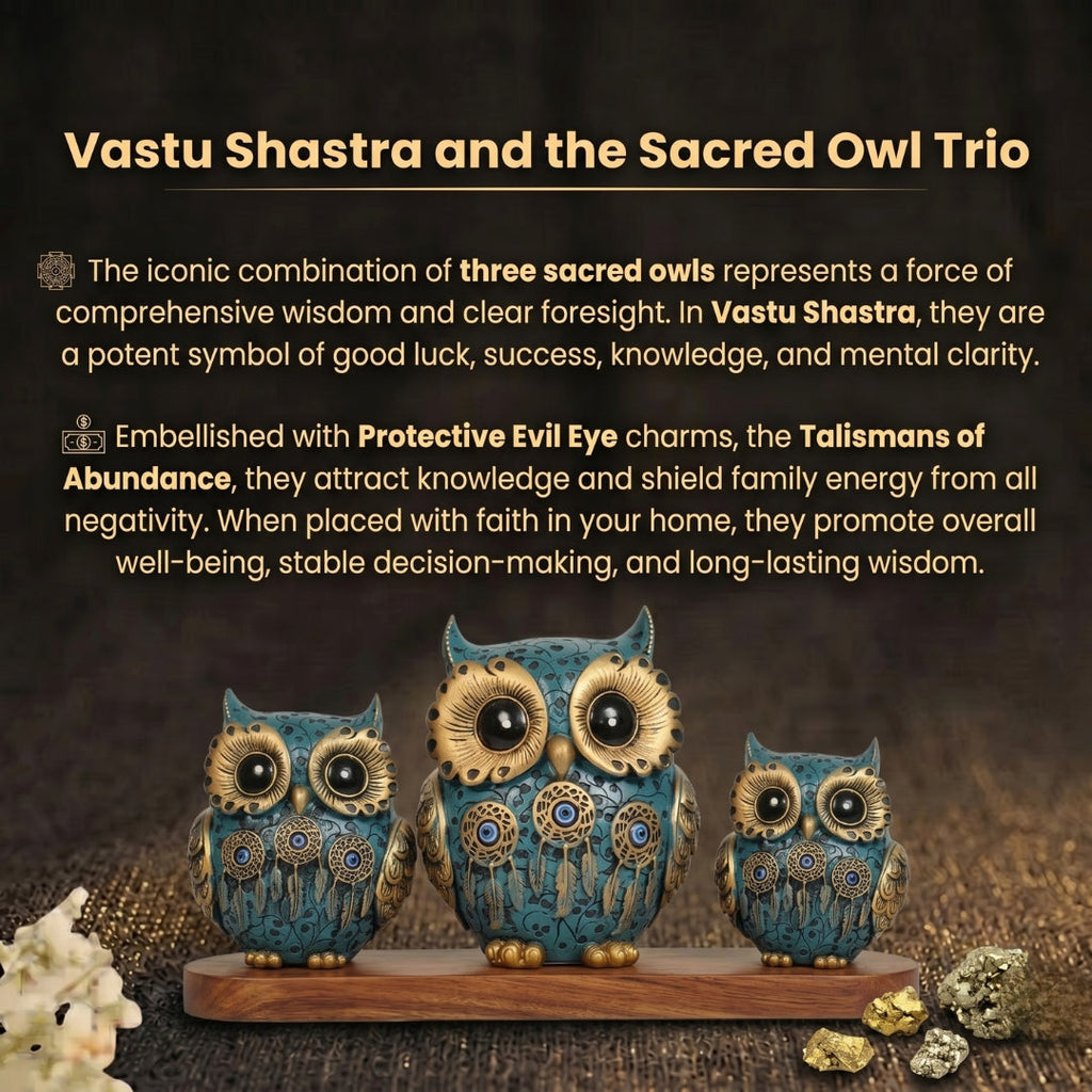 Details of the Elegant Trio of Owls