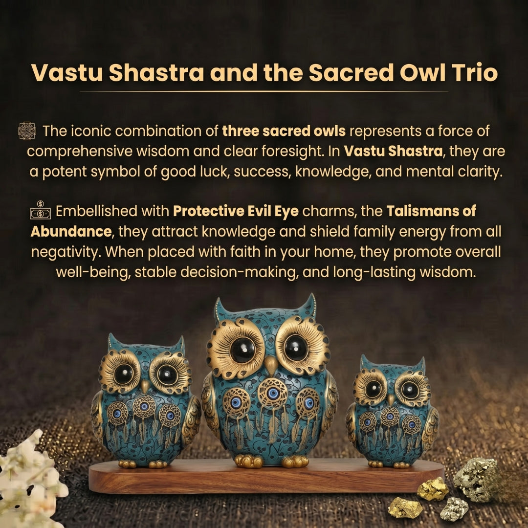 Details of the Elegant Trio of Owls
