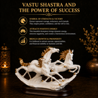 Details of the Elegant Trio of White Running Horses Showpiece