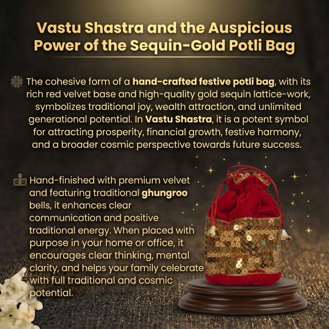 Details of the Golden Glamour Laxmi Potli Bag 