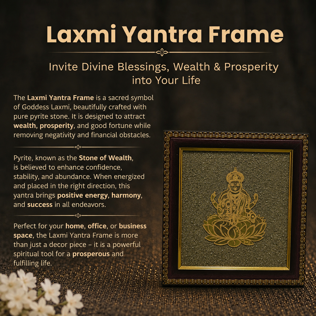 Details of the Golden Goddess Laxmi on Natural Pyrite Dust Wooden Frame