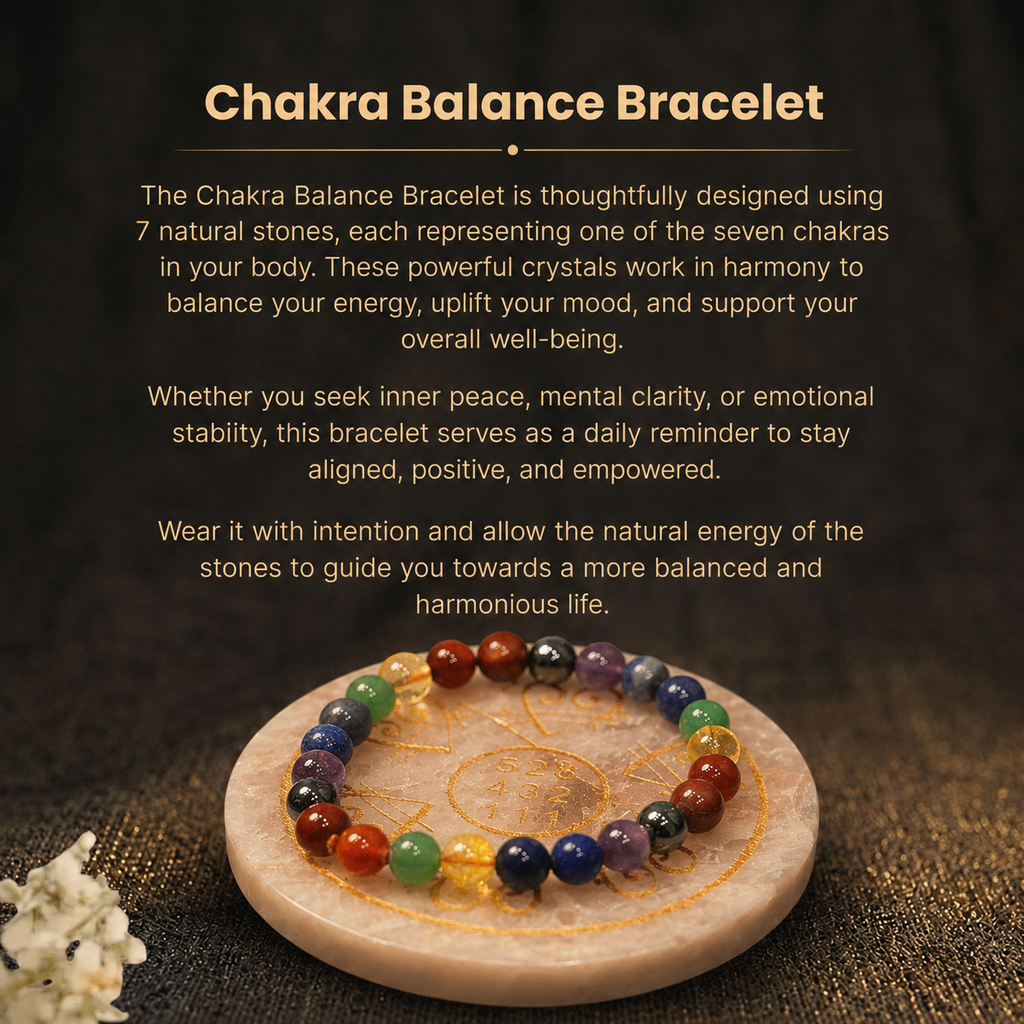 Details of the Natural 7 Chakra Healing Crystal Gemstone Stretch Bracelet