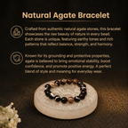 Details of the Natural Banded Agate Energy Bracelet for Protection, Stability & Rahu-Ketu Alignment