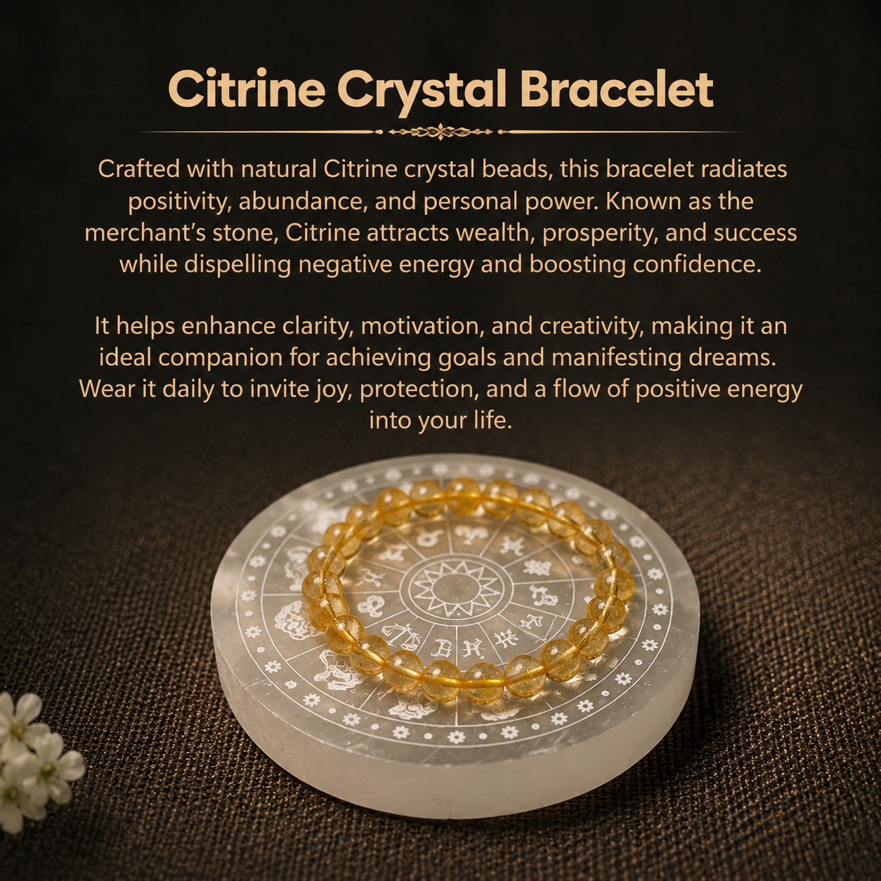 Details of the Natural Citrine Stone Bracelet – Money & Success Crystal for Vastu
