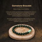 Details of the Natural Deep Green Aventurine & Light Green Jade Barrel Energy Bracelet