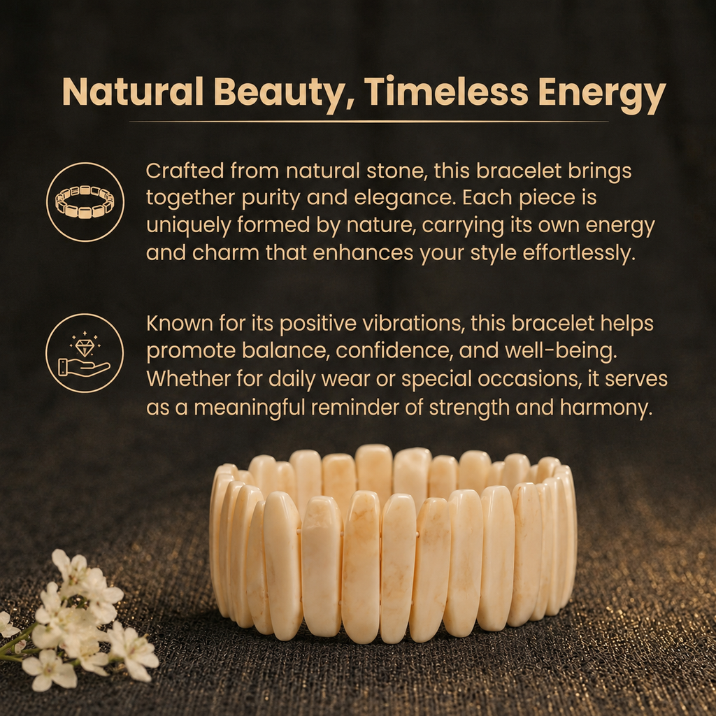 Details of the Natural Mother of Pearl Slab Cuff Bracelet for Emotional Calm, Prosperity & Moon Alignment