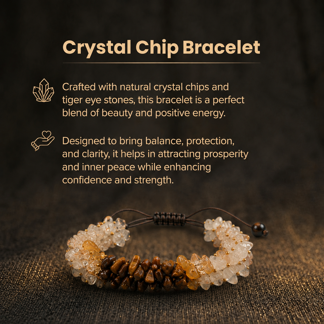 Details of the Natural Multi-Gemstone Raw Chip Cluster Bracelet for Abundance, Confidence & Positivity