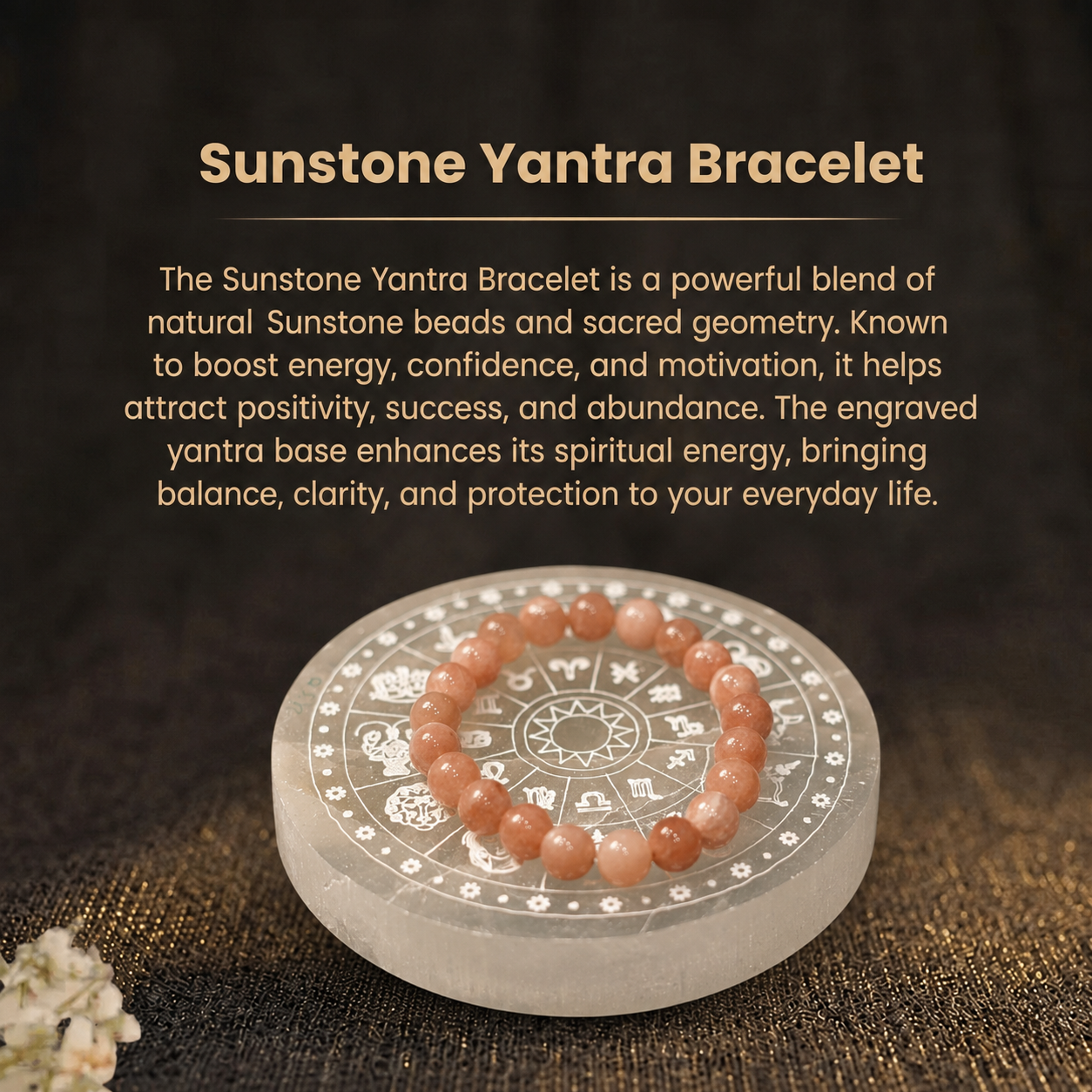 Details of the Natural Peach Moonstone Beaded Bracelet