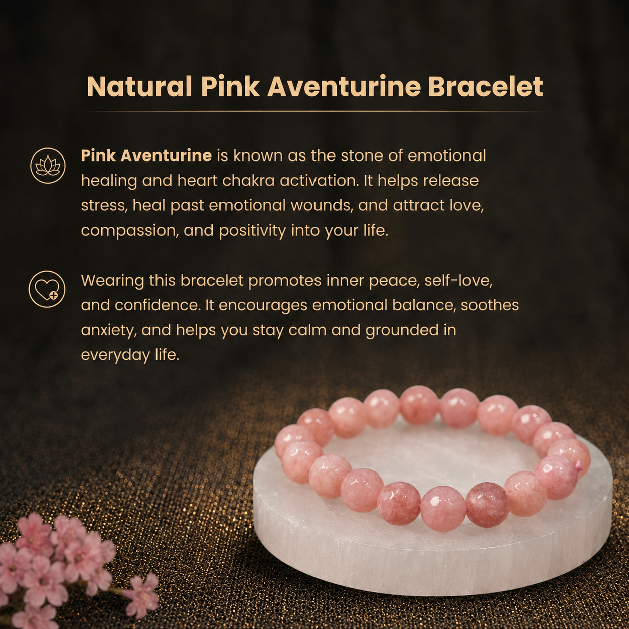 Details of the Natural Peach Moonstone & Pink Opal Energy Bracelet