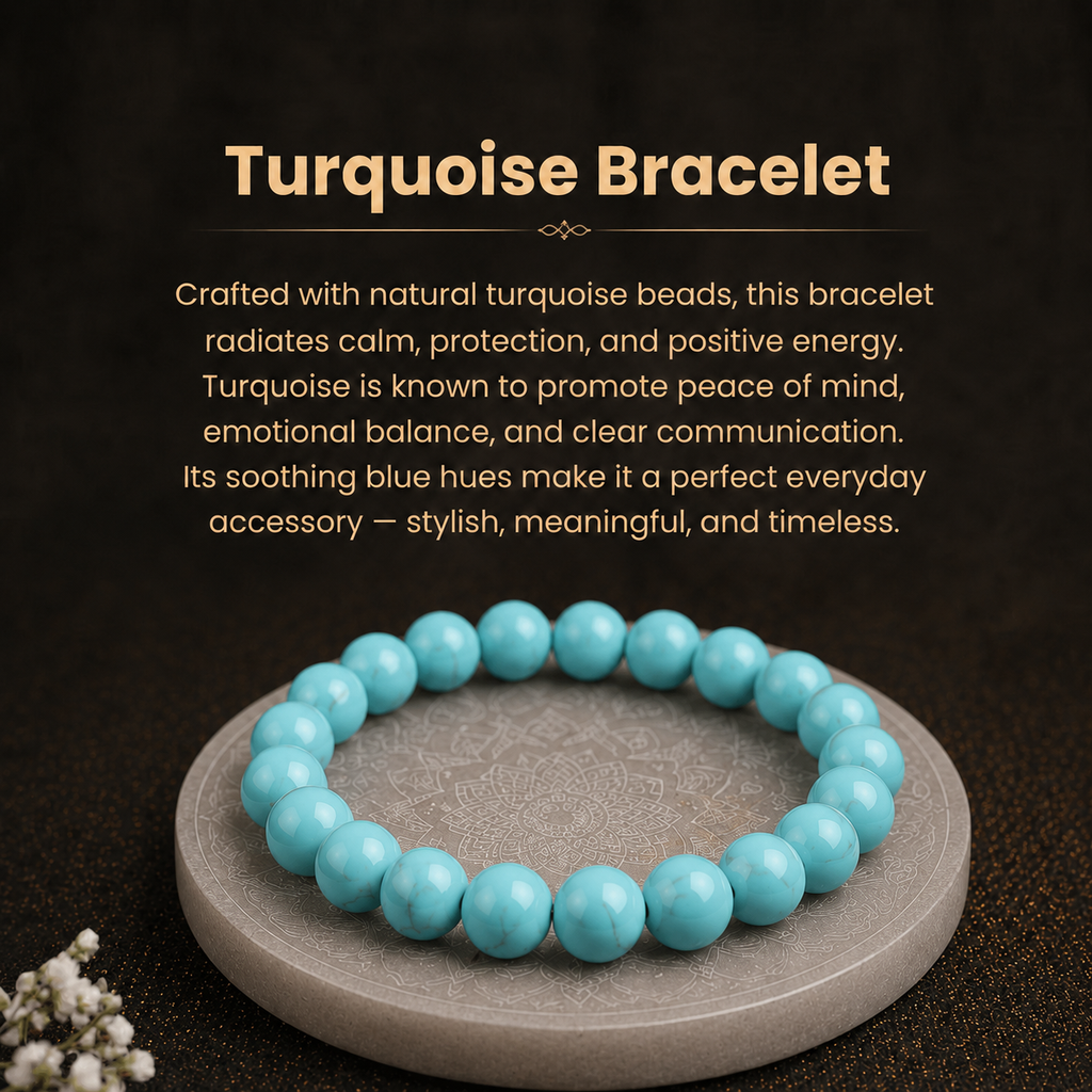 Details of the Natural Turquoise (Firoza) Gemstone Energy Bracelet