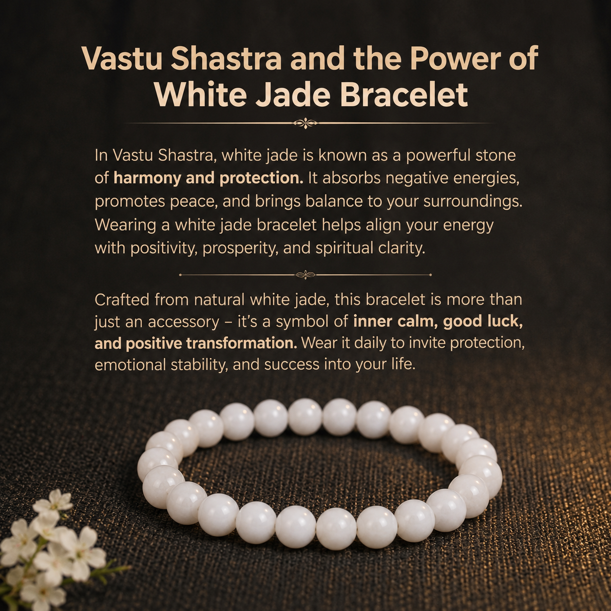 Details of the Natural White Moonstone & Selenite Energy Bracelet