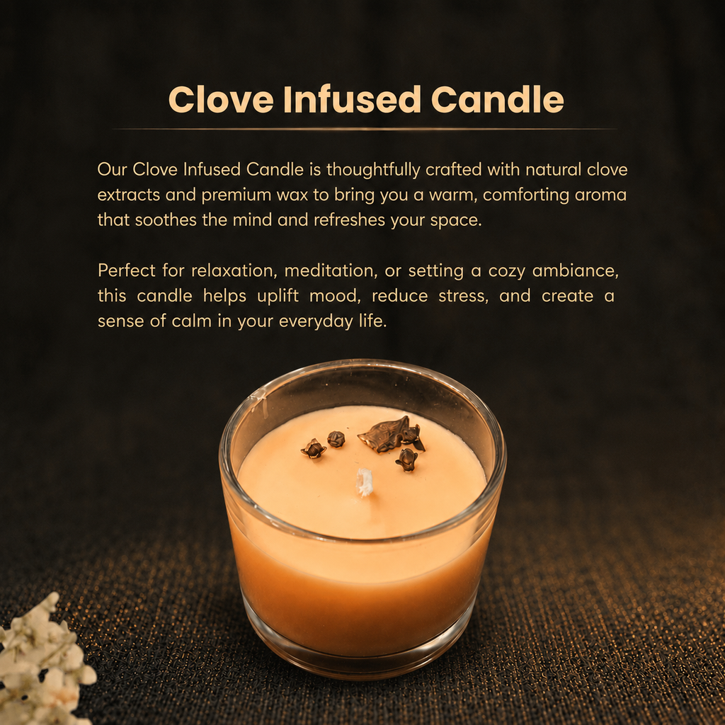Details of the Sacred Clove & Cinnamon Infused Peach-Orange Sun & Mars Energy Vastu Candle