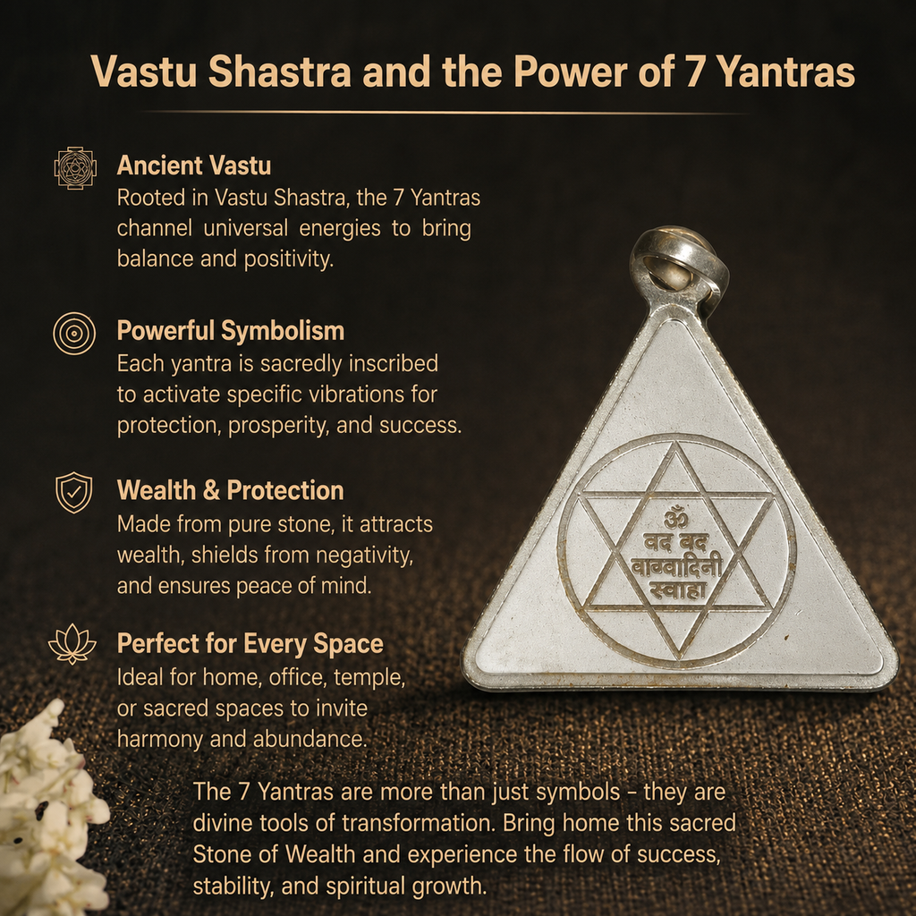 Details of the Silver Triangular Saraswati Vagvadini Yantra Tavij