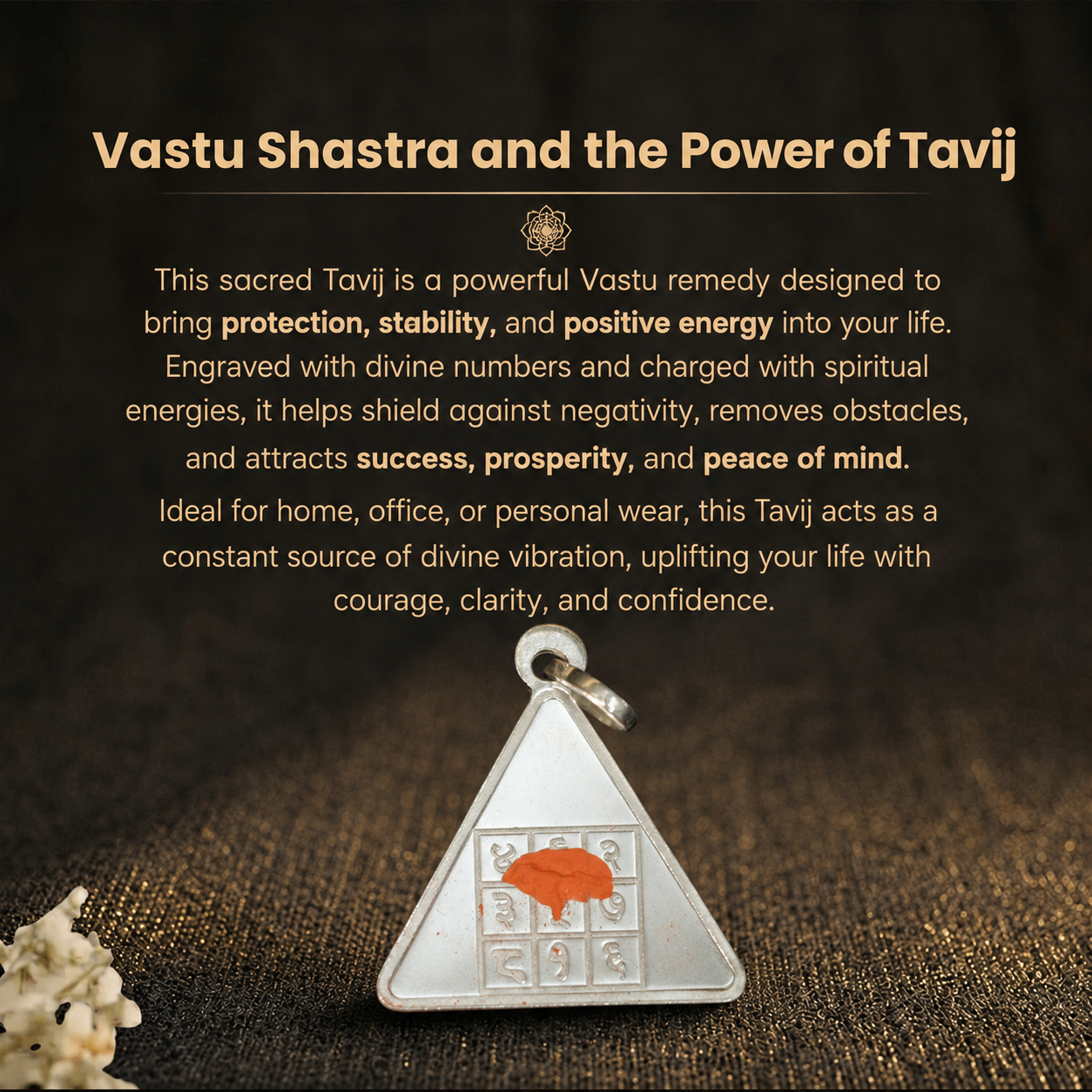 Details of the Silver Triangular Siddha Yantra Tavij